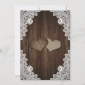 Zonnebloem Rustiek Hout Bloemen Kant Huwelijk Kaart (Achterkant)