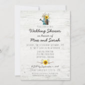 Zonnebloem & Rustiek Hout Boerderij Bruiloft Douch Kaart (Voorkant)