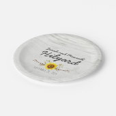 Zonnebloem & Rustiek Hout Boerderij Land Bruiloft Papieren Bordje (Gekanteld)