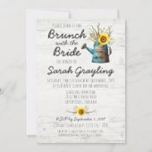 Zonnebloem & Rustiek Hout Bruids Brunch Uitnodigin Kaart (Voorkant)