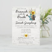 Zonnebloem & Rustiek Hout Bruids Brunch Uitnodigin Kaart (Staand voorkant)