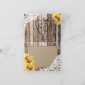 Zonnebloem Rustiek Hout en Kant Dank u Kaart (Binnen)