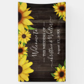 Zonnebloem Rustiek Hout String Lights Trouwfeest Spandoek (Verticaal)