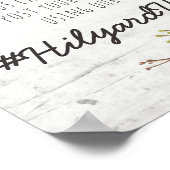 Zonnebloem & Rustiek Houten Bruiloft Hashtag Fotob Poster (Hoek)