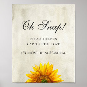 Zonnebloem. Rustiek Instagram-huwelijksbord. Hasht Poster