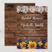 Zonnebloem Rustiek Kant Country Blue Vrijgezellenf Kaart (Voorkant / Achterkant)