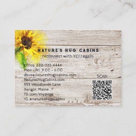 *~* Zonnebloem Rustiek Land AP49 Noodlijdend Hout Visitekaartje (Achterkant)