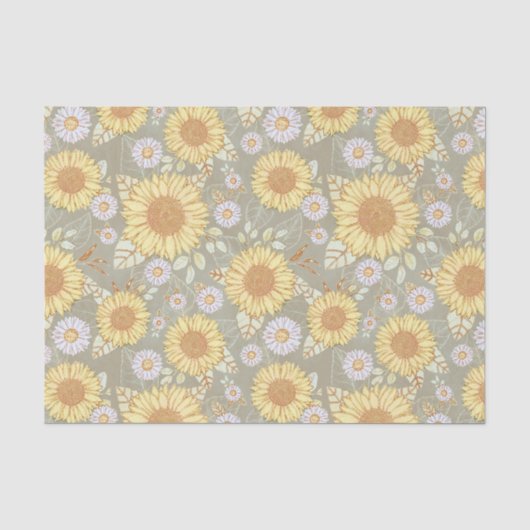 Zonnebloem rustiek land weefsel papier (Voorkant)