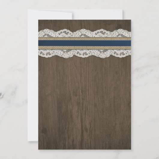Zonnebloem rustieke blauwe burlap bruiloft uitnodi kaart (Achterkant)