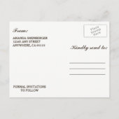 Zonnebloem rustieke blauwe jute bewaar de datumkaa aankondigingskaart (Achterkant)