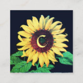 ZONNEBLOEM RUSTIEKE BLOEMEN MONOGRAM Vierkant Vierkante Visitekaartje (Achterkant)