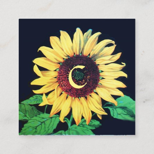 ZONNEBLOEM  RUSTIEKE BLOEMEN MONOGRAM Vierkant Vierkante Visitekaartje (Achterkant)