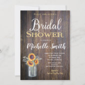 Zonnebloem Rustieke Bruids Douche Uitnodiging, Rus Kaart (Voorkant)