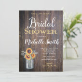Zonnebloem Rustieke Bruids Douche Uitnodiging, Rus Kaart (Staand voorkant)
