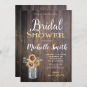 Zonnebloem Rustieke Bruids Douche Uitnodiging, Rus Kaart (Voorkant / Achterkant)