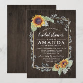 Zonnebloem rustieke bruids douche uitnodigingen (Voorkant / Achterkant)