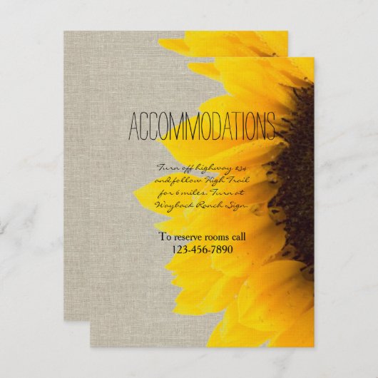 Zonnebloem rustieke bruiloft accommodaties Kaart (Voorkant / Achterkant)