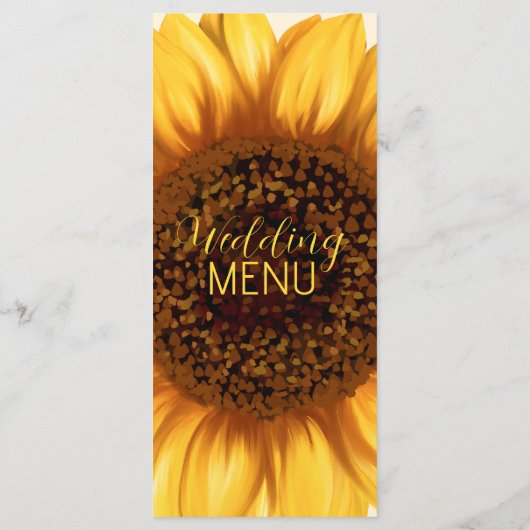 Zonnebloem rustieke bruiloft platte menu (Achterkant)