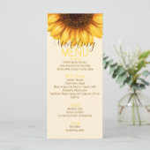 Zonnebloem rustieke bruiloft platte menu (Staand voorkant)