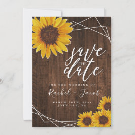 Zonnebloem Rustieke Bruiloft Save the Date Uitnodi