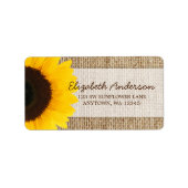 Zonnebloem rustieke Burlap Adresetiketten Etiket (Voorkant)