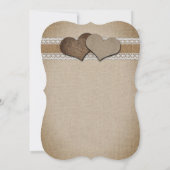 Zonnebloem Rustieke Country Burlap Lace Wedding Kaart (Achterkant)