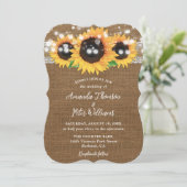 Zonnebloem Rustieke Country Burlap Wedding Kaart (Staand voorkant)