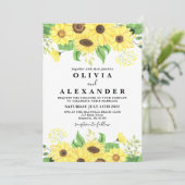 Zonnebloem rustieke en elegante bruiloft kaart (Staand voorkant)