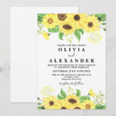 Zonnebloem rustieke en elegante bruiloft kaart (Voorkant / Achterkant)