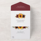 Zonnebloem rustieke Herfst bloemenelegante bruilof All In One Uitnodiging (Buitenkant)