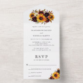 Zonnebloem rustieke Herfst bloemenelegante bruilof All In One Uitnodiging (Binnen)