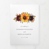 Zonnebloem rustieke Herfst bloemige foto elegante  Drieluik Uitnodiging (Cover)