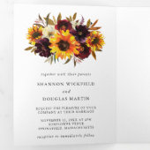 Zonnebloem rustieke Herfst bloemige foto elegante  Drieluik Uitnodiging (Binnenzijde eerst)