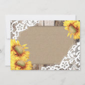 Zonnebloem rustieke hout kant en hart dank u bedankkaart (Achterkant)