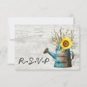 Zonnebloem rustieke houten Boerderij bruiloft uitn RSVP Kaartje (Achterkant)