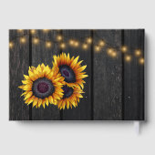 Zonnebloem rustieke houten bruiloft gastenboek (Achterkant)