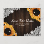 Zonnebloem Rustieke Houten Kant Trouw Save The Dat Aankondigingskaart (Voorkant)