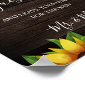 Zonnebloem Rustieke Houten Snoer Trouw Gastboek Poster (Hoek)