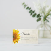 Zonnebloem. Rustieke huwelijksdetails. Landenbloem Informatiekaartje (Staand voorkant)