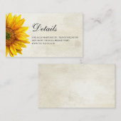 Zonnebloem. Rustieke huwelijksdetails. Landenbloem Informatiekaartje (Voorkant / Achterkant)