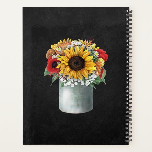 Zonnebloem rustieke krijtbord land bruiloft planner (Achterkant)