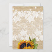 Zonnebloem rustieke land burlap kant verloving kaart (Achterkant)
