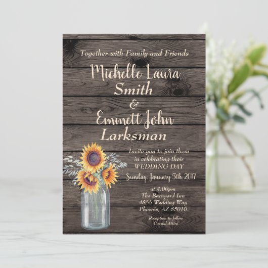 Zonnebloem rustieke land hout Barnyard  Kaart (Staand voorkant)