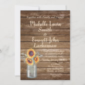 Zonnebloem rustieke land hout Barnyard Mason Jar Kaart (Voorkant)