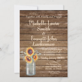 Zonnebloem rustieke land hout Barnyard Mason Jar Kaart