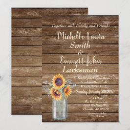 Zonnebloem rustieke land hout Barnyard Mason Jar Kaart