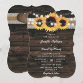 Zonnebloem rustieke land hout bruiloft kaart (Voorkant / Achterkant)