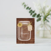 zonnebloem rustieke mason jar bruiloft receptie informatiekaartje (Staand voorkant)
