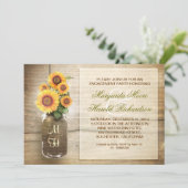Zonnebloem rustieke Mason Jar Engagement Party Uit Kaart (Staand voorkant)