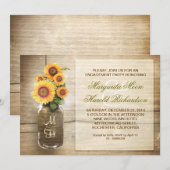 Zonnebloem rustieke Mason Jar Engagement Party Uit Kaart (Voorkant / Achterkant)